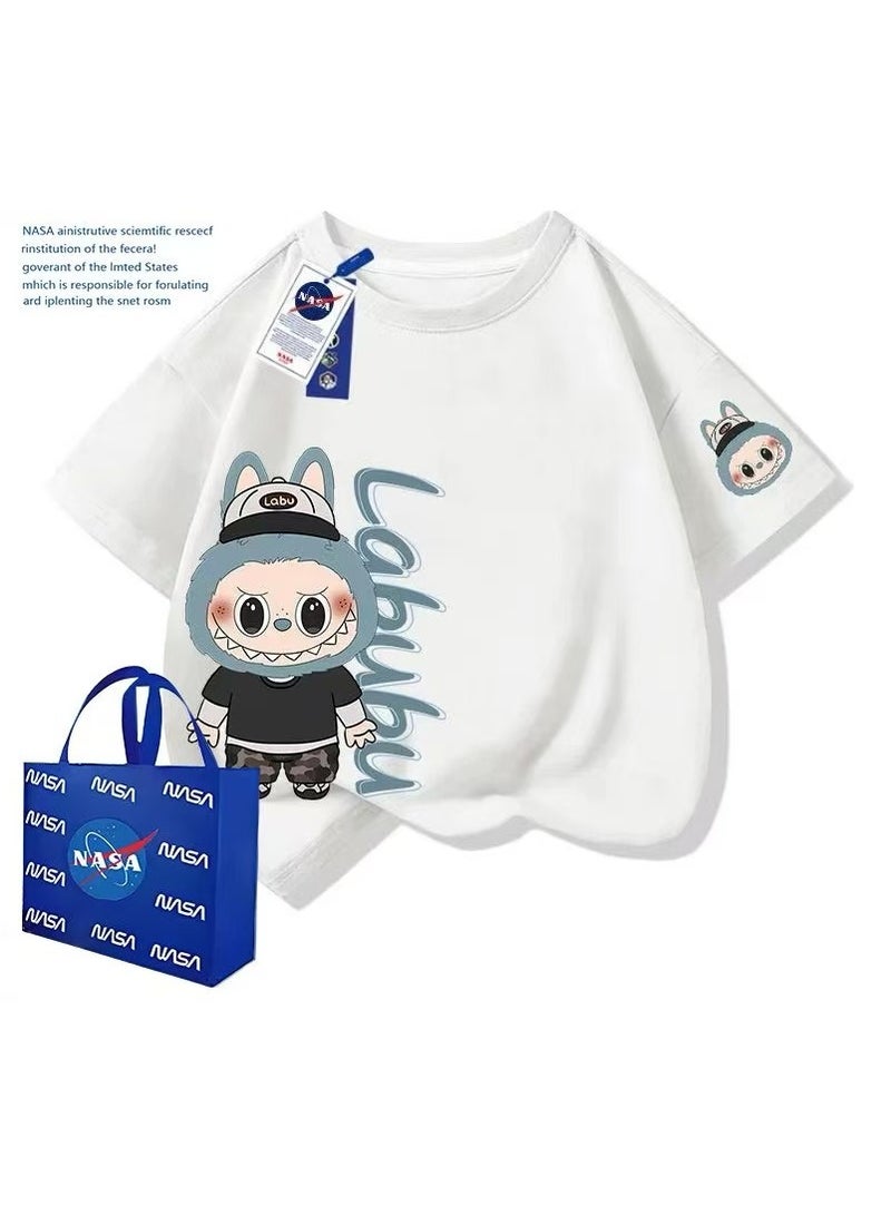 Children's Summer Pure Cotton Half Sleeve Boys and Girls Fashion Trend Top - Image 1
