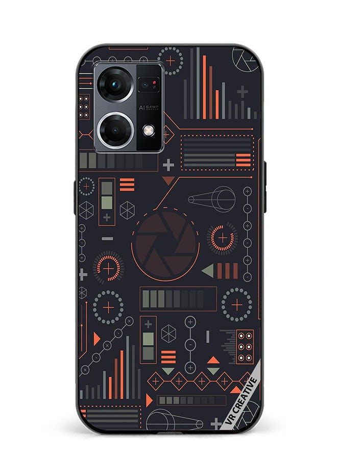 VR CREATIVE Protective Case Cover For Oppo Reno8 4G Circuit Design Multicolour - Image 1