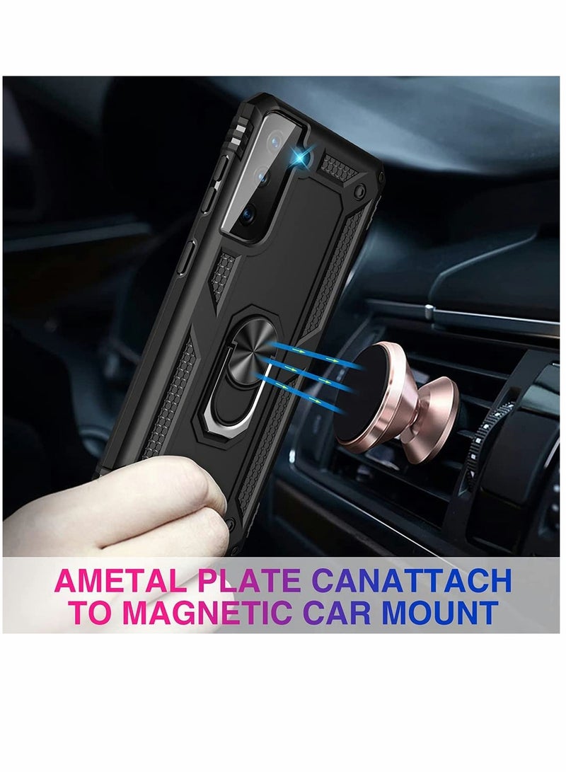 Rugged Military-Grade Case for Samsung S21 FE - Shockproof Bumper with Magnetic Kickstand, Heavy Duty Protection for Galaxy 5G (Black) - Image 4