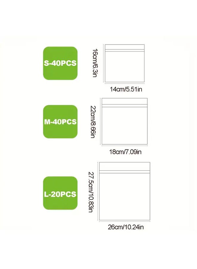40PCS Reusable Thickened Self Sealing Food Storage Bags For Refrigerator Freshness - Image 3