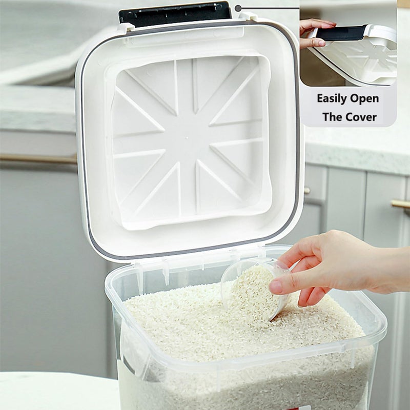 HANAMYA 30 LB Rice Storage Container with Measuring Cup, BPA free, For Rice | Grain | Pet Food | Flour, 1 count, Clear & Black - Image 4