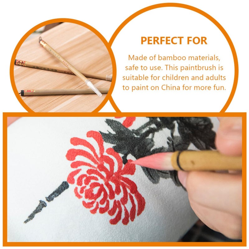 Ceramic Painting Brushes Set Medium Small White Cloud Hair Watercolor Liner Craft Art - Image 4