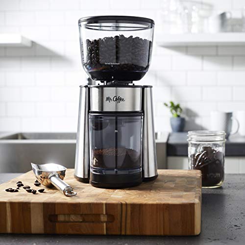 Mr. Coffee Automatic Burr Mill Coffee Grinder with 18 Custom Grinders Silver - Image 5