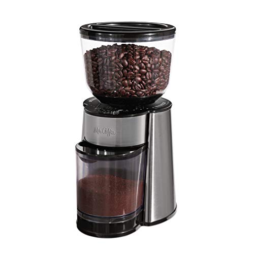 Mr. Coffee Automatic Burr Mill Coffee Grinder with 18 Custom Grinders Silver - Image 1