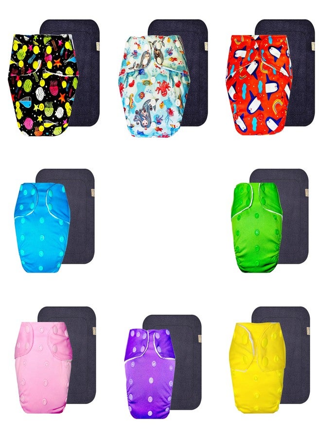 Dumbledo Premium Cloth Diaper with Black Insert (Pack of 8) | Snug Fit | 6-Layer Absorbent Pad | Travel Friendly | All-Day Wear | 3 Months - 3 Years | Unisex Baby - Image 1