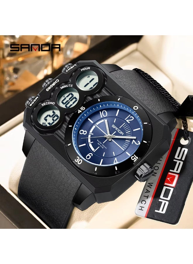 Sanda6237 Electronic Watch Dual Display Countdown Multi-Functional Sports Watch Waterproof Luminous Large Dial Student Electronic Watch - Image 2