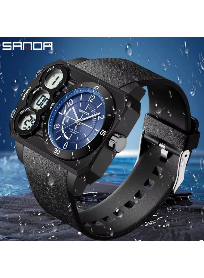 Sanda6237 Electronic Watch Dual Display Countdown Multi-Functional Sports Watch Waterproof Luminous Large Dial Student Electronic Watch - Image 3