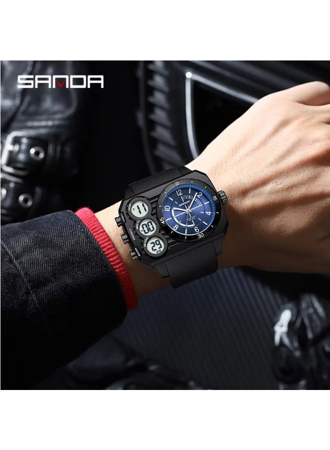 Sanda6237 Electronic Watch Dual Display Countdown Multi-Functional Sports Watch Waterproof Luminous Large Dial Student Electronic Watch - Image 5