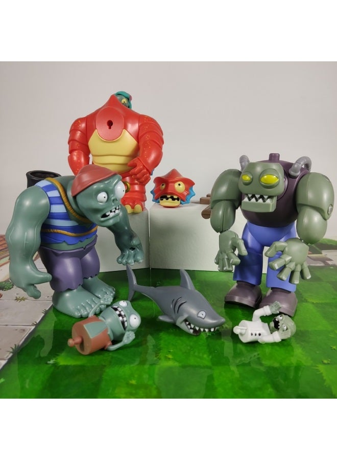Plants Vs. Zombies Toy Large Pirate Giant Zombie Dr. King Catapult 2 Deep Sea Giant Full Set 3-Color:Large Combination: Pirate Giant + Stiff King + Deep Sea + Picture  - Image 1