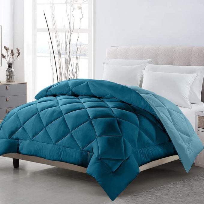 TUNDWALS MICROFIBER REVERSIBLE SOLID EXTRA COMFORT SOFT COMFORTERBLANKET DOUBLE BED 210 GSM QUILT SEA GREEN SKY BLUE1 PIECE