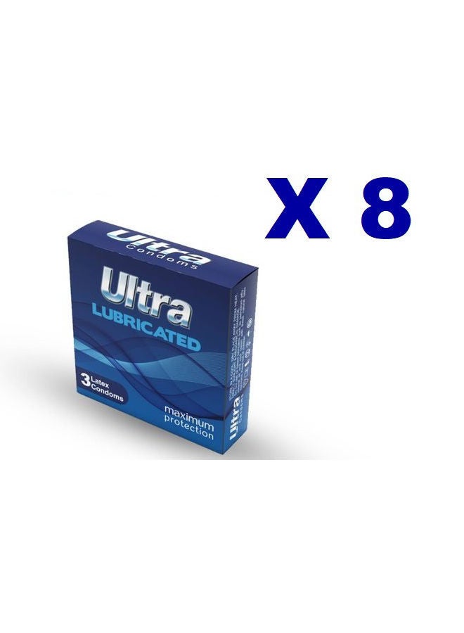 Ultra active 8 Packs Of Lubricated Condom Maximum Protection 24 Pieces 