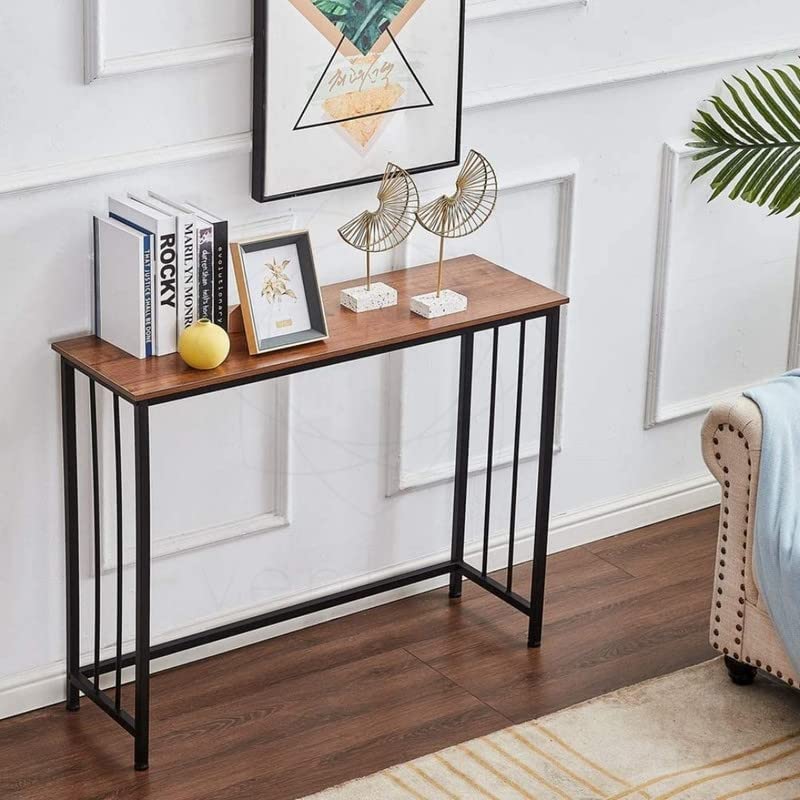 DECORILA طاولة كونسول ديكورلا سوداء مع لوح خشبي صلب وإطار فولاذي خفيف للاستخدام كطاولة أريكة في غرفة المعيشة وطاولة خادمة في غرفة النوم ومكتب كمبيوتر للمكاتب وطاولة بار في المطبخ أو كعداد - Image 3