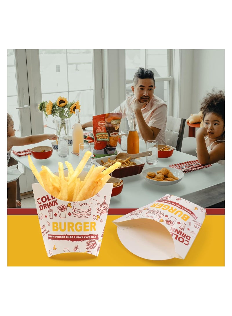 SYOSI 100PCS French Fry Box, French Fries Holder Cardboard, French Fry Cups Paper, Burger Container, Snack Bags, Clear Pattern Stand Packaging, Fast food Takeout for Party Charcuterie Home - Image 2