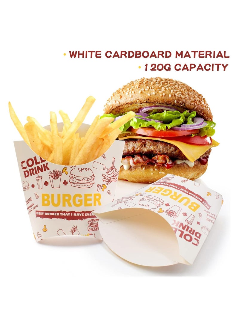 SYOSI 100PCS French Fry Box, French Fries Holder Cardboard, French Fry Cups Paper, Burger Container, Snack Bags, Clear Pattern Stand Packaging, Fast food Takeout for Party Charcuterie Home - Image 3