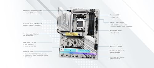 ASRock X870 Pro RS AMD Ryzen Socket AM5 ATX Motherboard DDR5 DIMMs 8000 MHz 256 GB PCIe Gen5 SATA3 6.0 Gb/s - Image 3