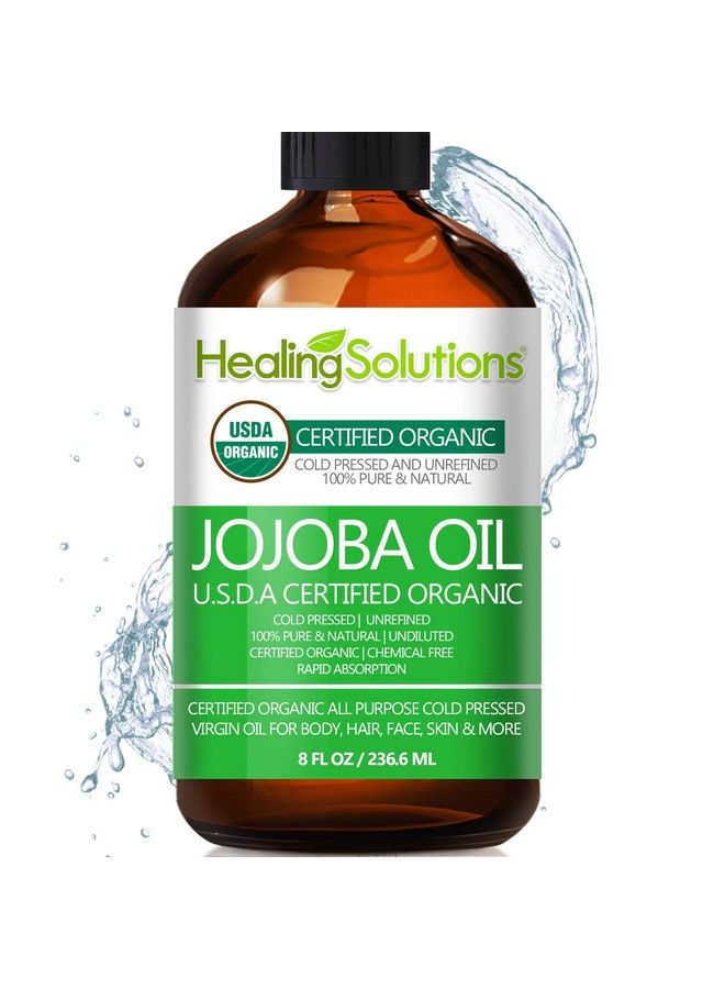 Healing Solutions Jojoba Oil (Organic 8Oz) 100% Pure & Natural Cold Pressed Unrefined Hexane & Chemical Free Perfect All Natural Carrier Oil Solution For Face & Hair Helps Fight Acne & Moisturize Skin Now - Image 2