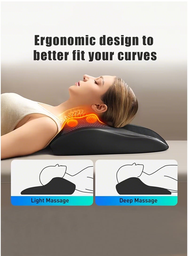 كيوبكسيل جهاز تدليك الظهر مع خاصية التسخين، أجهزة تدليك للرقبة والظهر، تصميم مريح، وسادة تدليك ثلاثية الأبعاد للظهر والرقبة والكتفين والساقين، للاسترخاء في المنزل أو المكتب، لون أسود. - Image 5