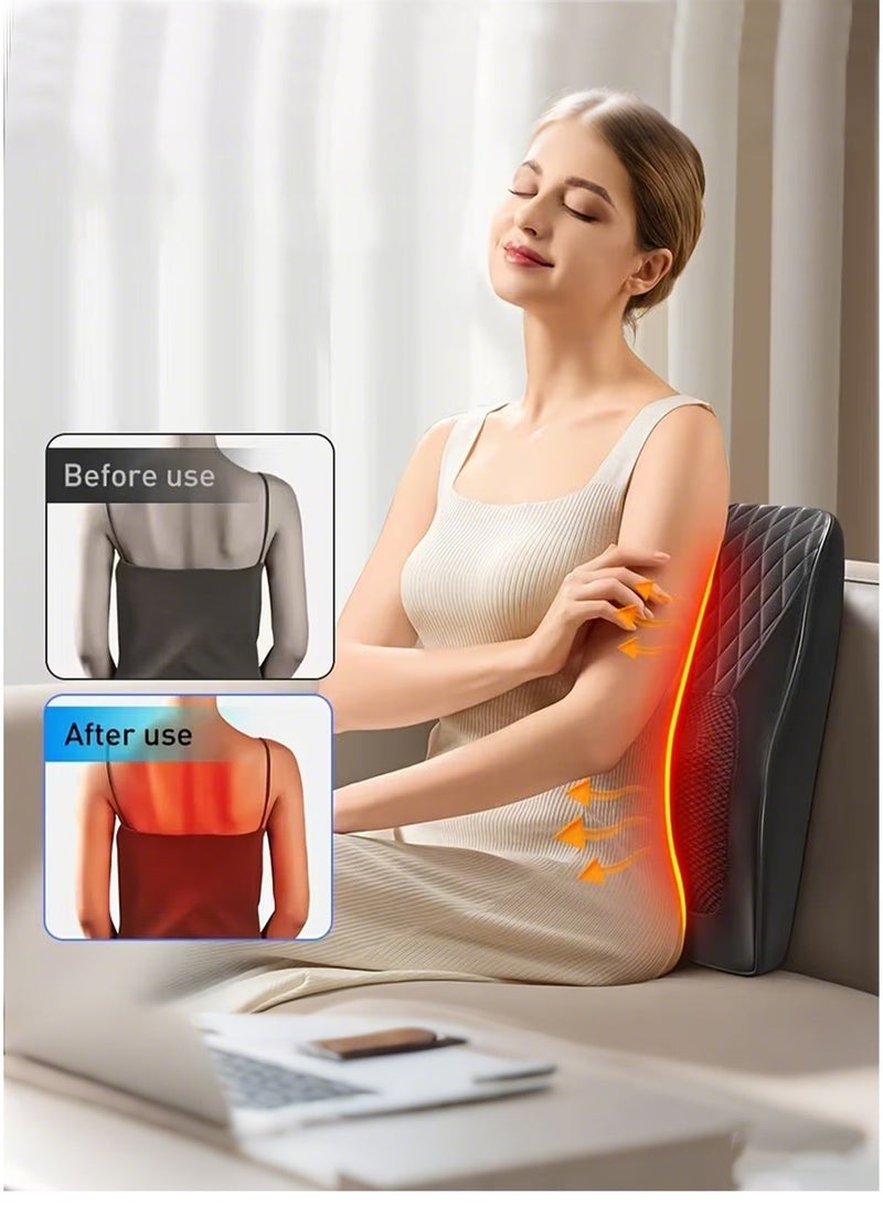 كيوبكسيل جهاز تدليك الظهر مع خاصية التسخين، أجهزة تدليك للرقبة والظهر، تصميم مريح، وسادة تدليك ثلاثية الأبعاد للظهر والرقبة والكتفين والساقين، للاسترخاء في المنزل أو المكتب، لون أسود. - Image 5