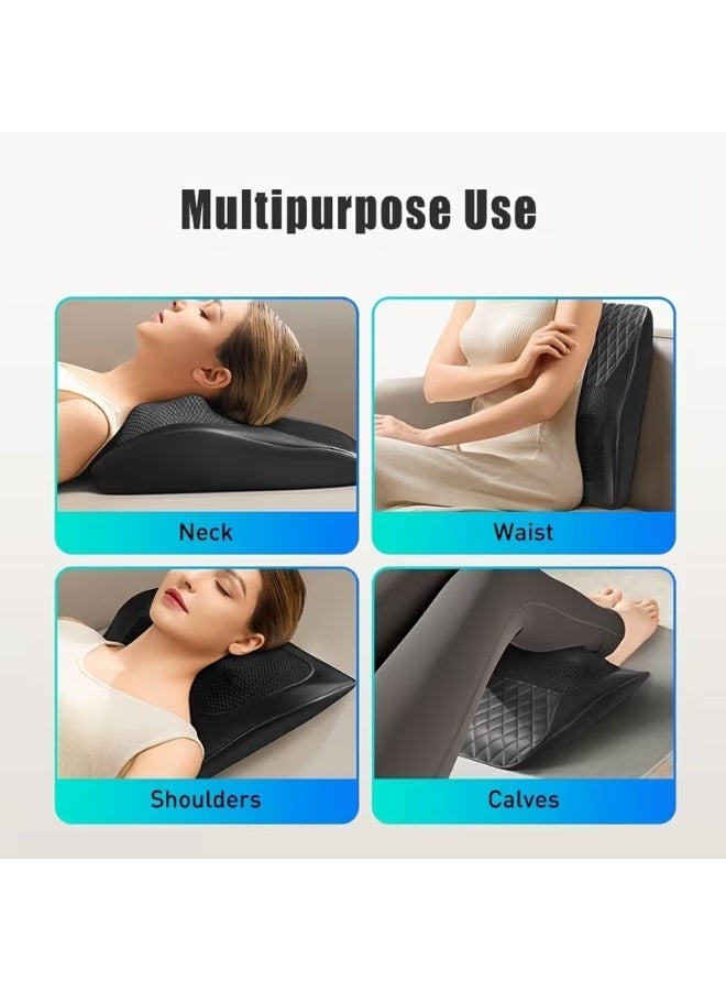 كيوبكسيل جهاز تدليك الظهر مع خاصية التسخين، أجهزة تدليك للرقبة والظهر، تصميم مريح، وسادة تدليك ثلاثية الأبعاد للظهر والرقبة والكتفين والساقين، للاسترخاء في المنزل أو المكتب، لون أسود. - Image 2