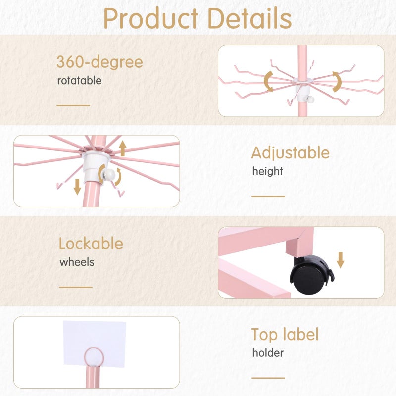 Ripeng 1 Pcs 5-tier Rotating Retail Display Stand Display Rack for Earring Keychains Jewelry Vendor Events and Stores Movable Adjustable Shop Spinner Pink Ornament Holder - Image 3