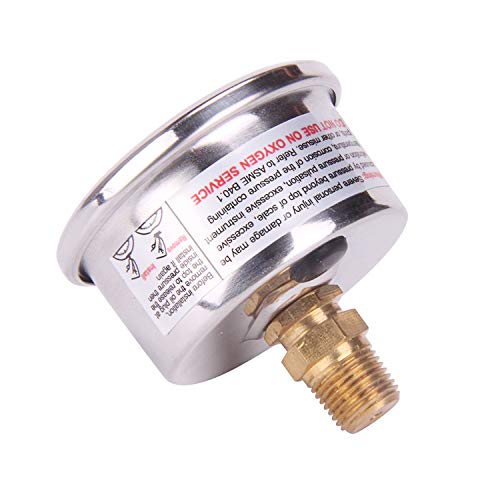 MEASUREMAN مقياس ضغط الوقود 1.5" بقرص أسود، علبة من الفولاذ المقاوم للصدأ 304، مقياس ضغط سائل، 0-15Psi، دقة 3-2-3%، تركيب مركزي خلفي 1/8" NPT - Image 5