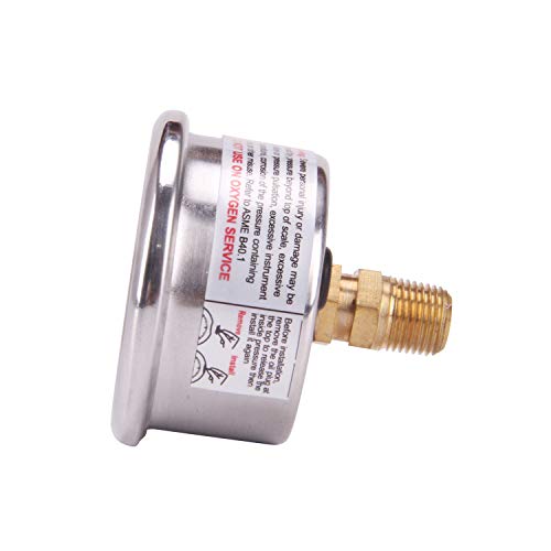 MEASUREMAN مقياس ضغط الوقود 1.5" بقرص أسود، علبة من الفولاذ المقاوم للصدأ 304، مقياس ضغط سائل، 0-15Psi، دقة 3-2-3%، تركيب مركزي خلفي 1/8" NPT - Image 4