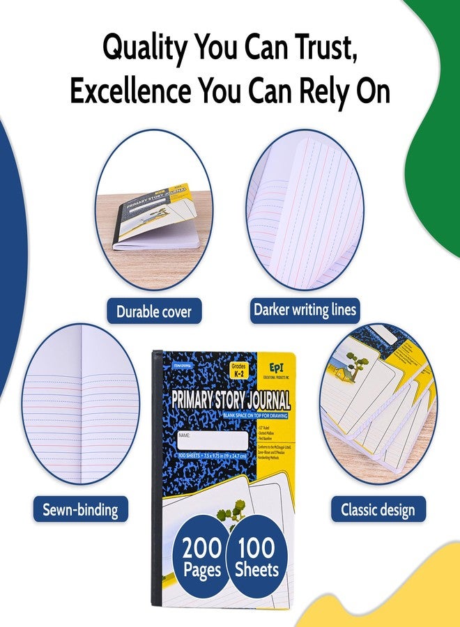 EPI Marble Hardcover Primary Ruled Composition Notebook | 200 Pages (100 Sheets), 9.75 x 7.5 in, Sturdy Sewn Binding | School, Office, Journaling, Notes - 12 Pack - Image 2