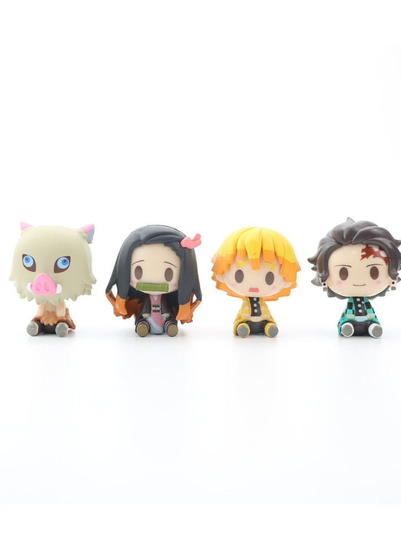 Exlene 4 Style Q Version Demon Slayer Sitting Ghost Doll Tanjiro Nidouzi Inosuke Zenizu Figure Action Figure Movie Model Toys Doll  - Image 2