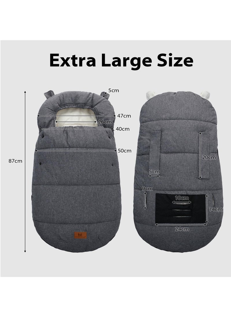 Captaintech Universal Stroller Sleeping Bag with Footmuffs, Warm and Cozy for Winter, Waterproof and Windproof Design, Anti,Slip Sherpa Lining and Fleece Hood, Easy to Clean - Image 2