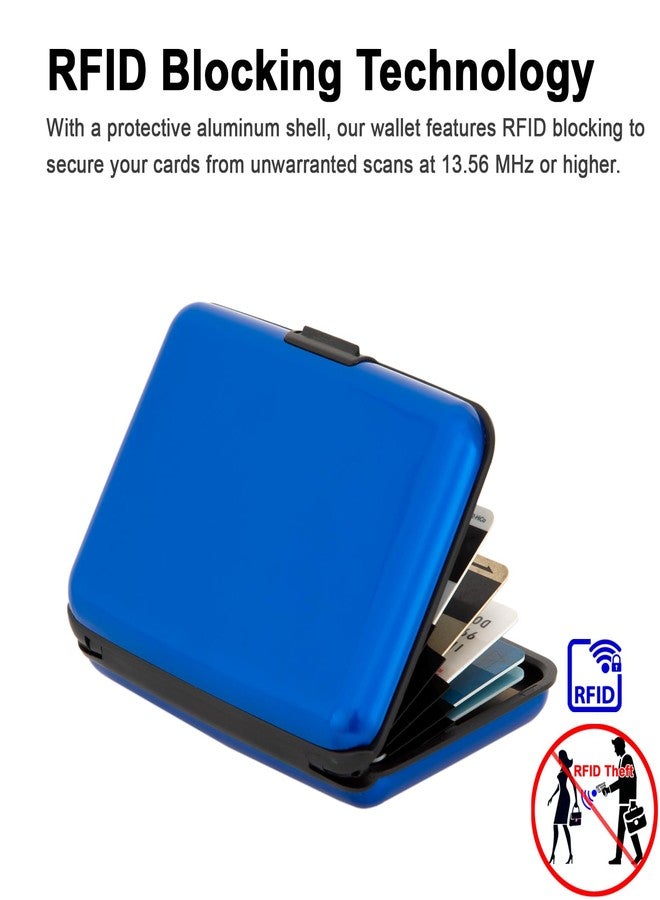 Kaabao محفظة ألومنيوم من كاباو، مزودة بتقنية حجب RFID، حامل بطاقات ائتمان/أعمال رفيع من المعدن، حافظة صلبة، أزرق، صغير، محفظة صلبة قابلة للطي - Image 3
