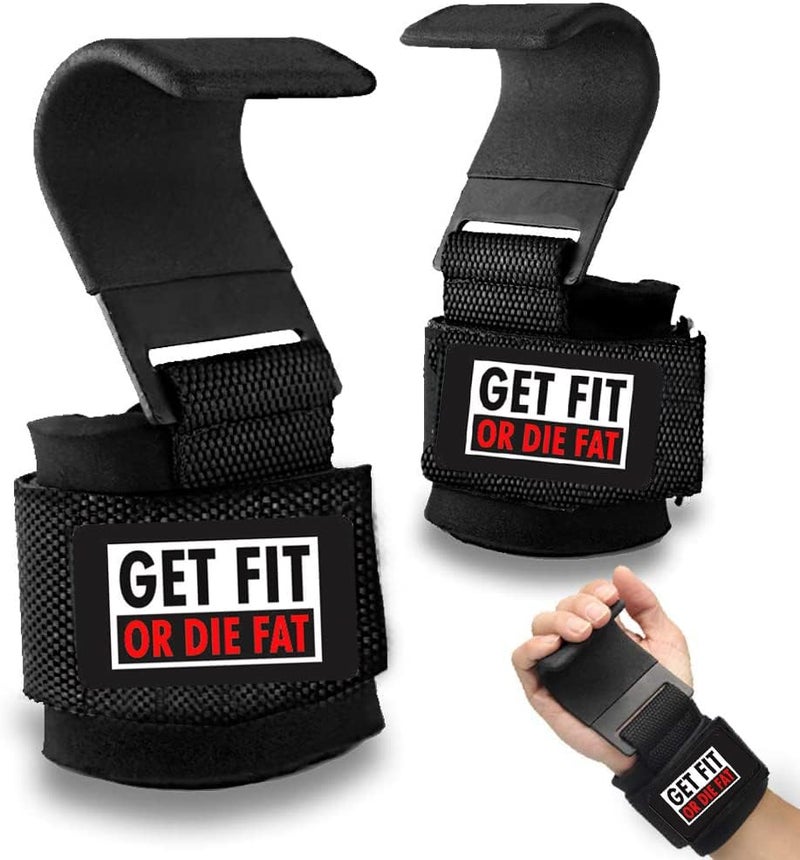 Aprodo APRPDP Weight Lifting Hooks, Hand Grip Wrist Straps for Deadlift, Powerlifting, Pull up bar, Solid Steel, Thick Padded Neoprene, Set of 2 PC, Free Size (GET FIT OR DAI Fat) - Image 2