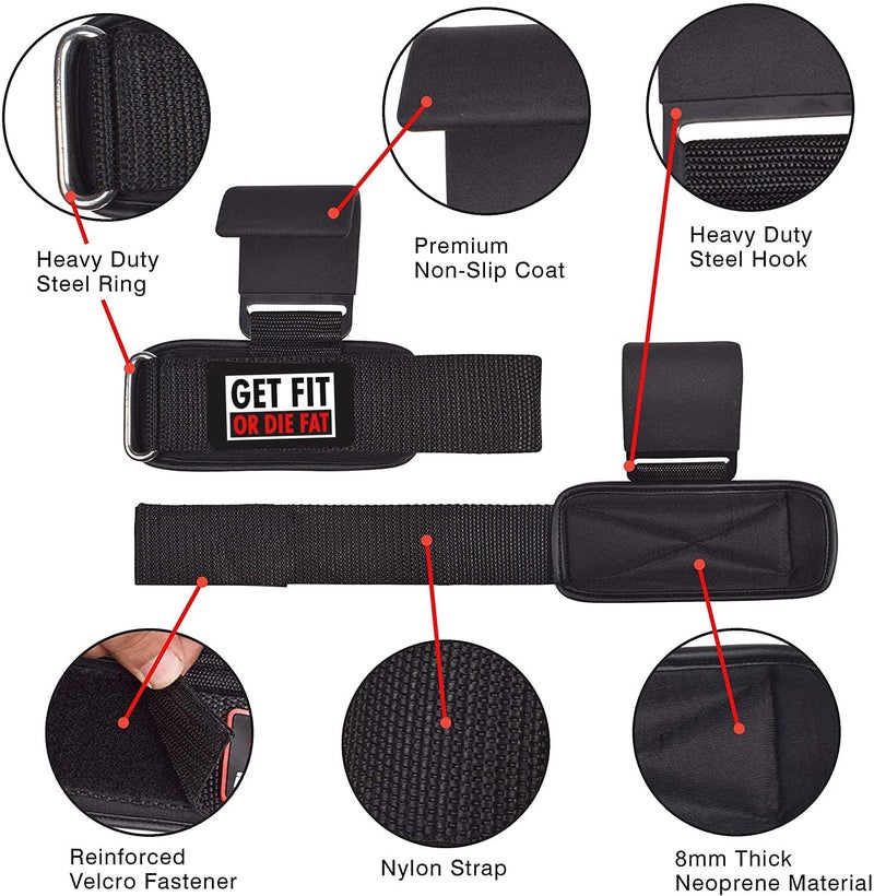Aprodo APRPDP Weight Lifting Hooks, Hand Grip Wrist Straps for Deadlift, Powerlifting, Pull up bar, Solid Steel, Thick Padded Neoprene, Set of 2 PC, Free Size (GET FIT OR DAI Fat) - Image 3