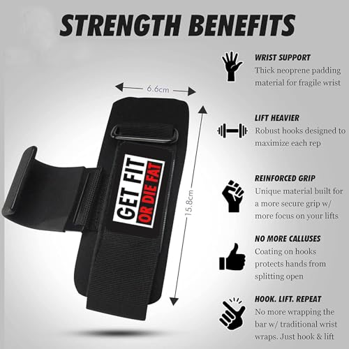 Aprodo APRPDP Weight Lifting Hooks, Hand Grip Wrist Straps for Deadlift, Powerlifting, Pull up bar, Solid Steel, Thick Padded Neoprene, Set of 2 PC, Free Size (GET FIT OR DAI Fat) - Image 5