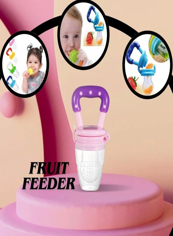 ROFORUF Silicone Fruit and Food Baby Feeder/Squeezer/Pacifier/Nibbler Feeder for Fruit and Veggie with Easy Grip Handle, Pacifier Feeder for New Born Baby 3-12 Months (Pack of 4) (Blue,Pink,Yellow & Green) - Image 3