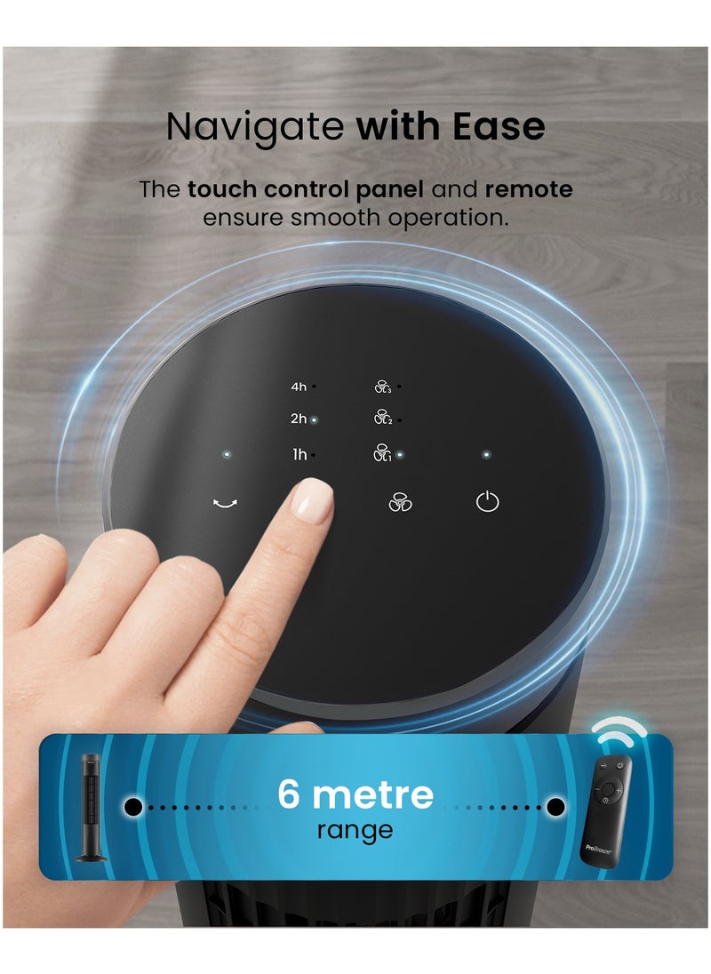 Pro Breeze - 30" Tower Fan with 7-Hour Digital Timer, Remote Control, 3 Cooling Fan Modes & LED Light Indicator - Powerful & Energy-Efficient Electric Fan for Home and Office - Black - Image 1