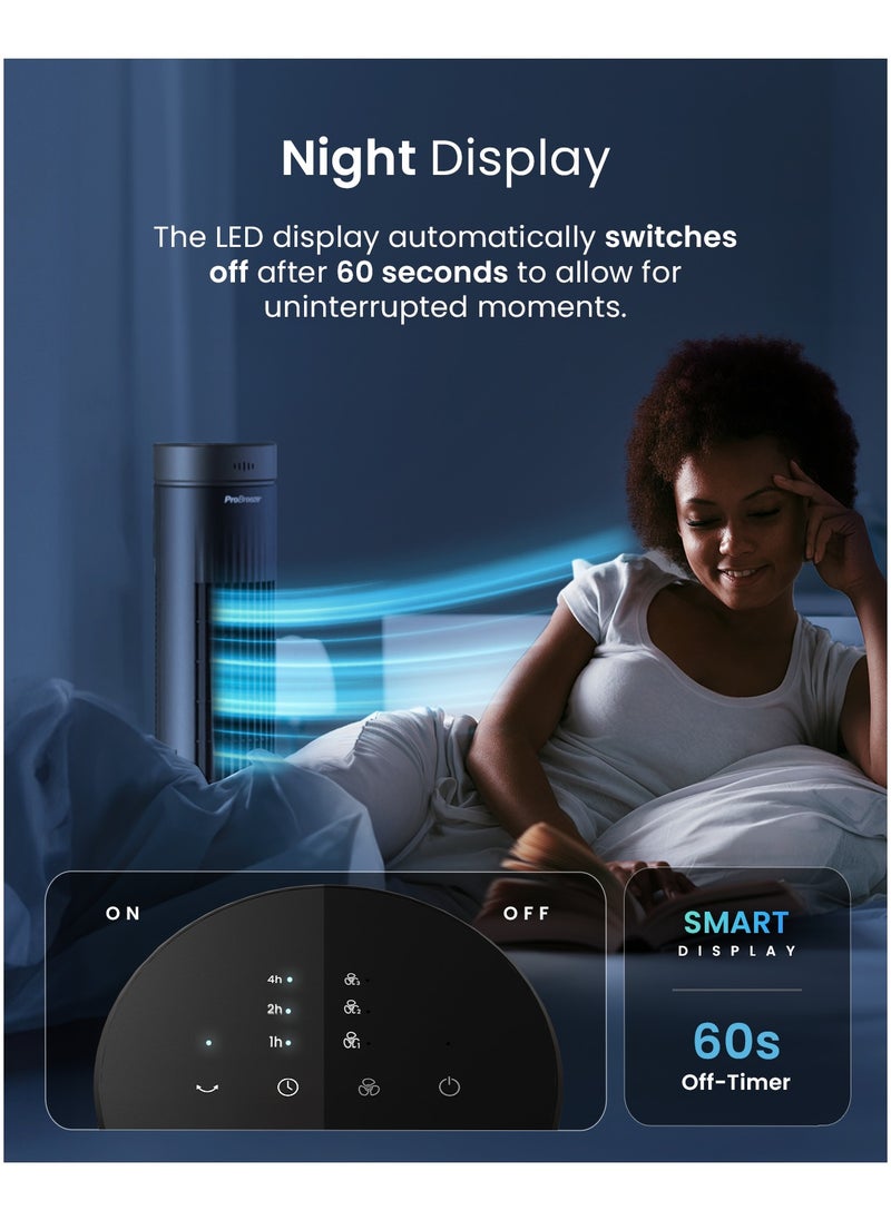 Pro Breeze - 30" Tower Fan with 7-Hour Digital Timer, Remote Control, 3 Cooling Fan Modes & LED Light Indicator - Powerful & Energy-Efficient Electric Fan for Home and Office - Black - Image 1