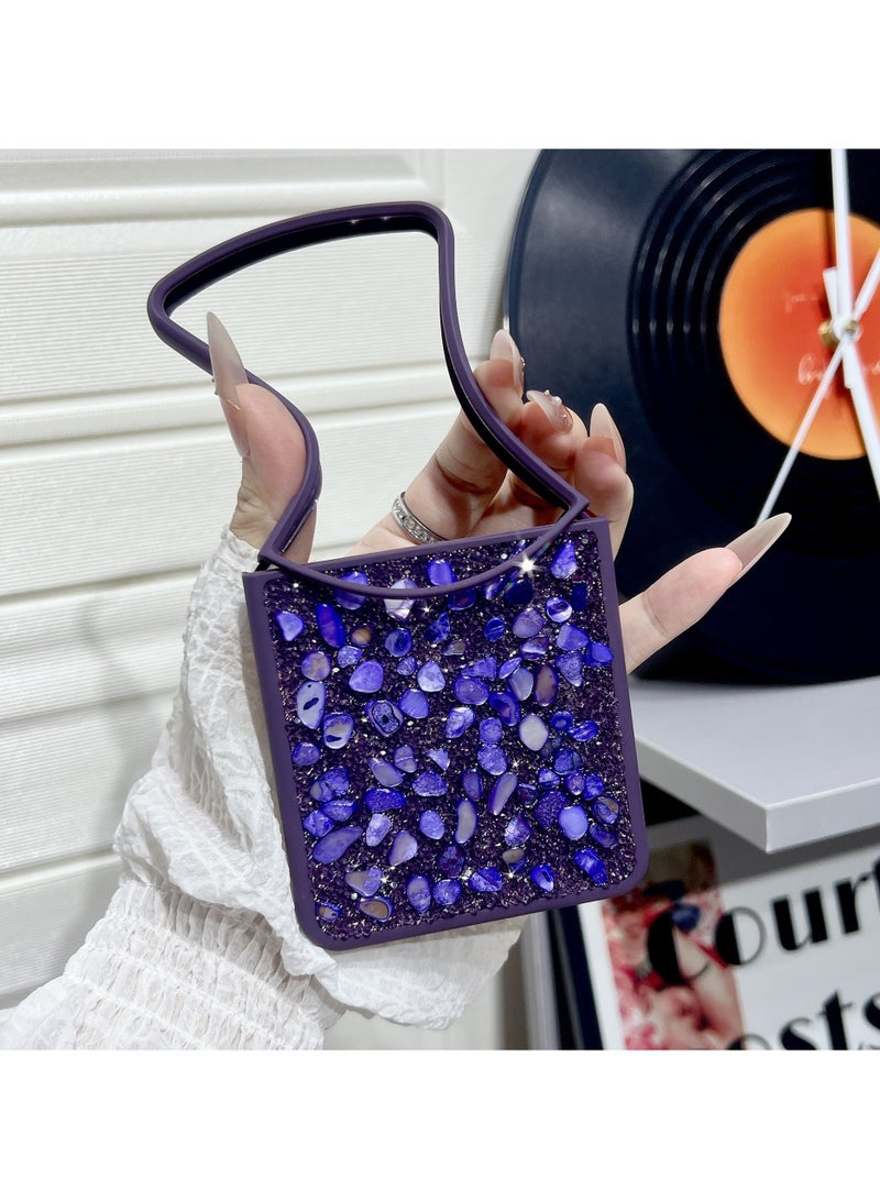 general Samsung Z Flip7 Flash Rhinestone Gemstone Silicone Case! Simple all-inclusive + rhinestone embellishment, anti-slip and anti-slip folding without obstruction - Image 2