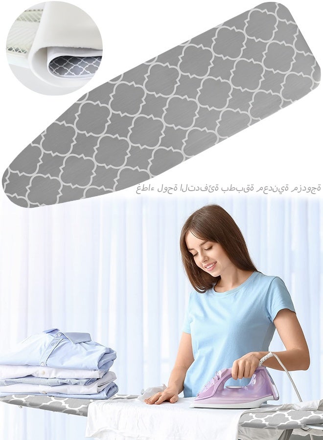 غطاء ووسادة طاولة الكي، غطاء بديل لطاولة الكي بالحجم القياسي، غطاء طاولة الكي ذو طبقتين وسمك إضافي، مقاوم للحرق والبقع، بحافة مرنة - Image 1