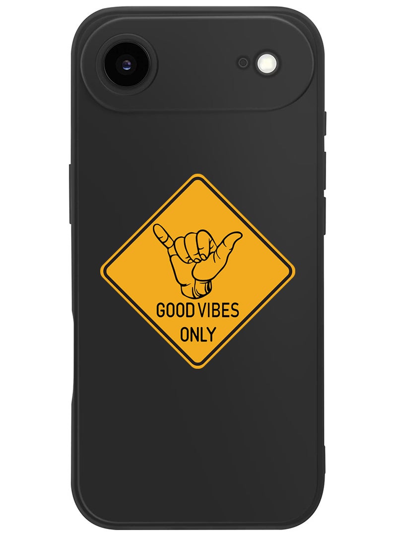 Theodor Protective Slim Fit Case Liquid Silicone Cover with Full Body Protection Anti-Scratch Shockproof Case For Apple iPhone 17 Air (Black) Good Vibes - Image 1