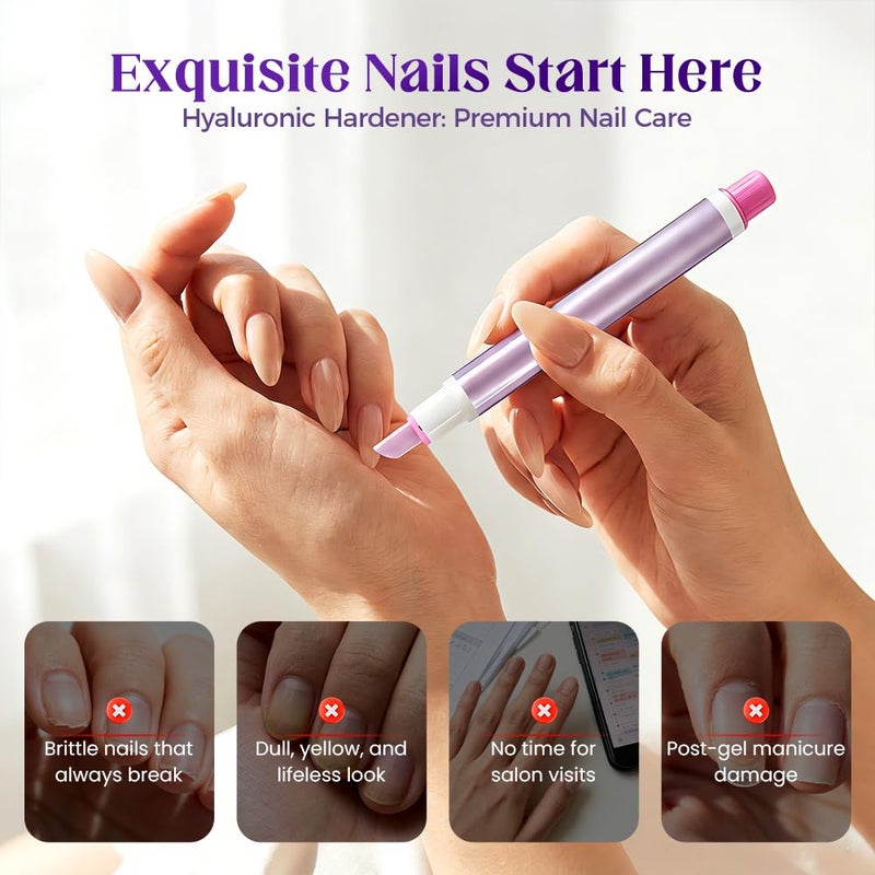 2 Packs 2-in-1 Cuticle Oil Pusher Pen, 2026 New Ceramic Cuticle Pusher & Oil Pen, Nail Care Pen for Hangnails, Dry & Damaged Nails, Moisturize Strengthen Brighten Nails Care (Purple+Pink) - Image 3