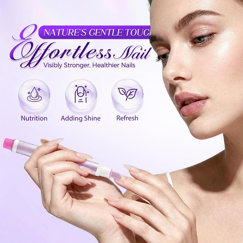 2 Packs 2-in-1 Cuticle Oil Pusher Pen, 2026 New Ceramic Cuticle Pusher & Oil Pen, Nail Care Pen for Hangnails, Dry & Damaged Nails, Moisturize Strengthen Brighten Nails Care (Purple+Pink) - Image 2