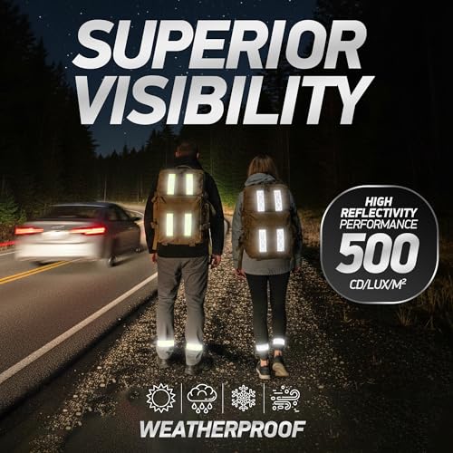 Byllstore Reflective Backpack Bands | High-Visibility Orafol Reflectors | Hook-and-Loop Closure | 1.5″ x 5″ | White (2-Pack) - Image 5