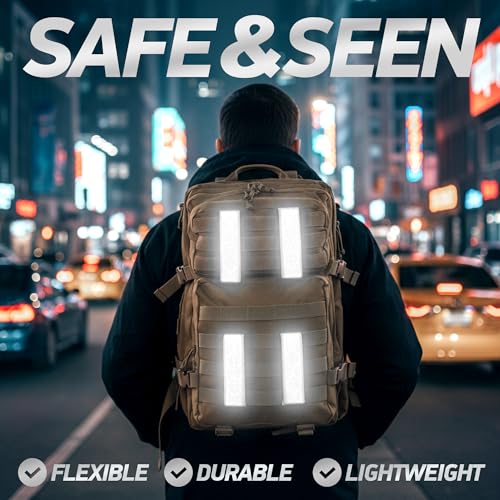Byllstore Reflective Backpack Bands | High-Visibility Orafol Reflectors | Hook-and-Loop Closure | 1.5″ x 5″ | White (2-Pack) - Image 2