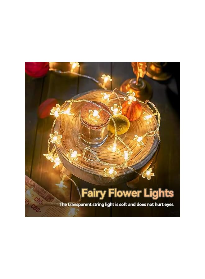 The Bros Cherry Blossom Flower Fairy Lights, Diwali Lights - 40 LED Battery Operated String Lights for Indoor/Outdoor Use, Waterproof Decor for Wedding, Garden, Bedroom, and More (6m, 40 Lights) - Image 4