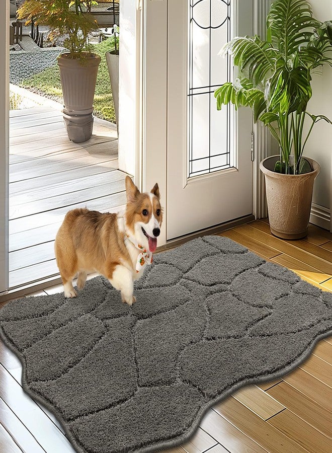 BSICPRO Dog Mat for Mud Paws, 24x36 Low Profile Absorbent Dirt Trapper Door Mat, Non-Slip Washable Mud Mat for Dogs, Microfiber Pet Rug Mat for Front Door Indoor, Patio, Entrance (Gray) - Image 1