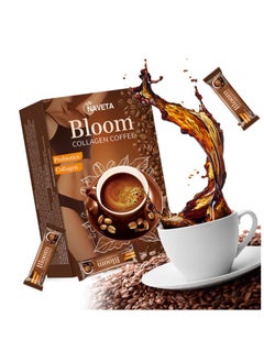 NAVETA Bloom Collagen Coffee 100% Organic and Glutathione, Diet Coffee Slimming Coffee Gluta Collagen Detox Premium with Collagen Coffee (5g*12bags)  - Image 1