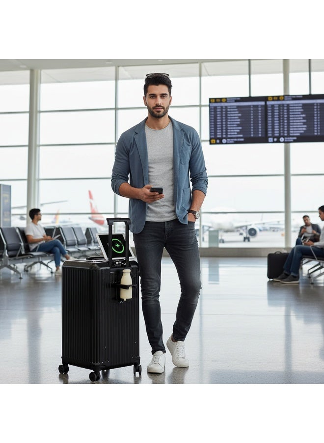 Skycare 20-34 Inch Travel Trunk Luggage with Spinner Wheels ,Cup Holder and USB Port- Lightweight PC Material, Scratch Resistant - Image 2