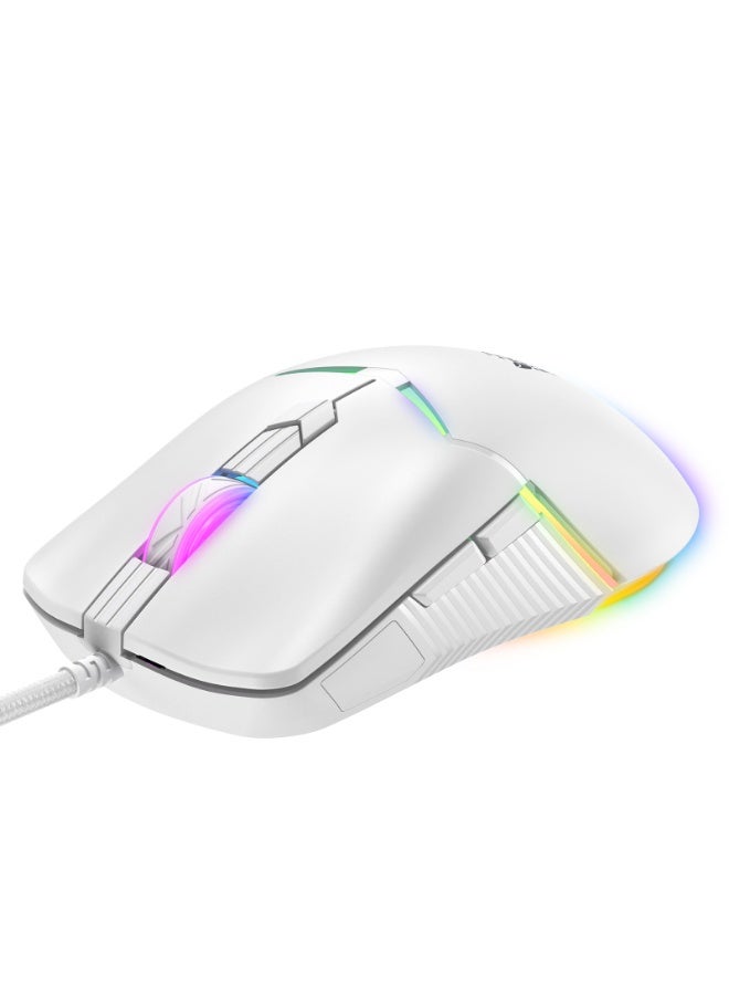 ONIKUMA CW929 Gaming Mouse Wired- 6 Button – Adjustable 6400DPI Optical Sensor A825  – 7 Colorful RGB Backlit Optical Gaming Mice for PC Laptop Gamer | White - Image 4