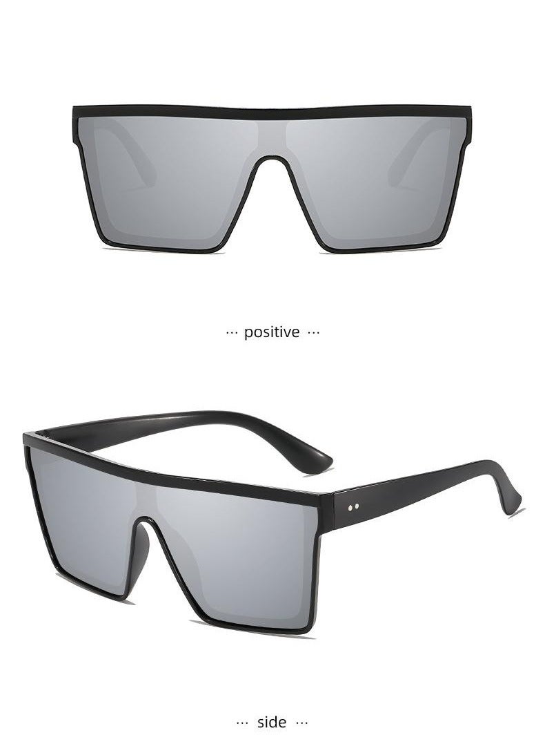 النظارات الشمسية ، النظارات الشمسية الكبيرة المربع للرجال والنساء ، 2Pcs مضاد للأشعة فوق البنفسجية ضد التعب العين كبيرة شقة العلوية العصرية قبعة الشمس بلا إطار النظارات الشمسية ، مناسبة للسفر بالسيارة - Image 4