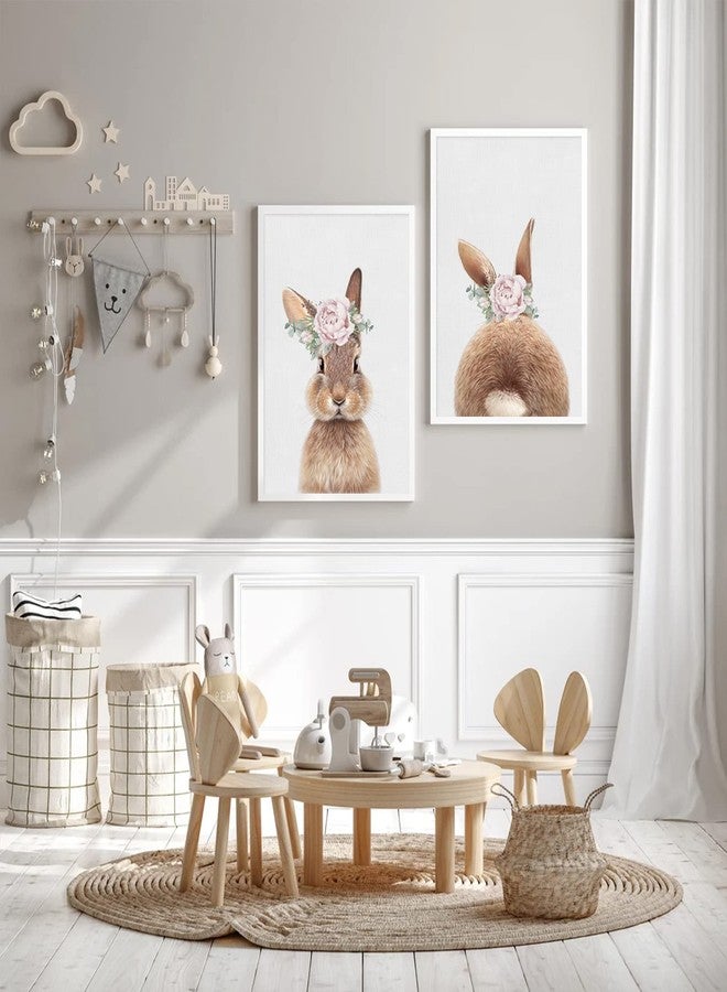 Joocrise Bunny Rabbit Wall Art Baby Girl Nursery Wall Art UNFRAMED Nursery Canvas Prints Bunny Pictures for Nursery Room Decor Nursery Artwork Baby Woodland Animal Pictures 16x24 Inch Set of 2 - Image 5